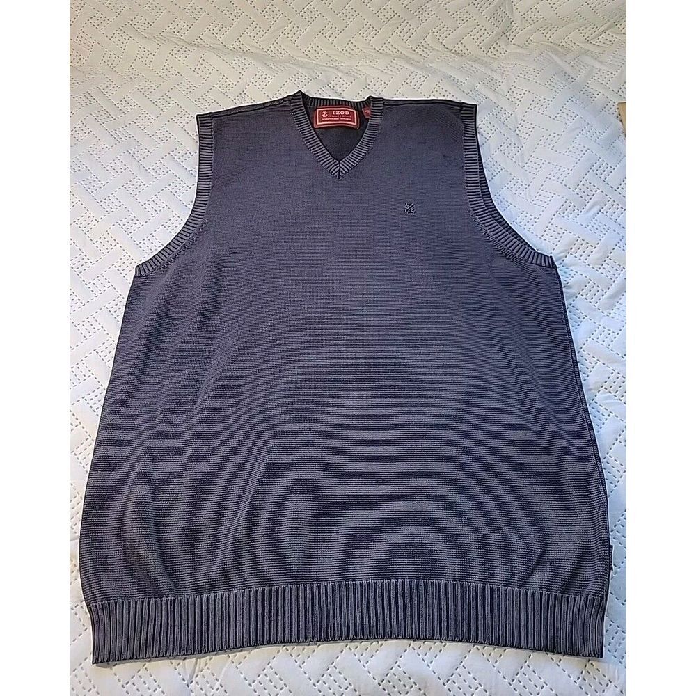 IZOD‎ Luxury Sport Vintage Wash Gray V Neck Pullover Sweater Vest Size Large